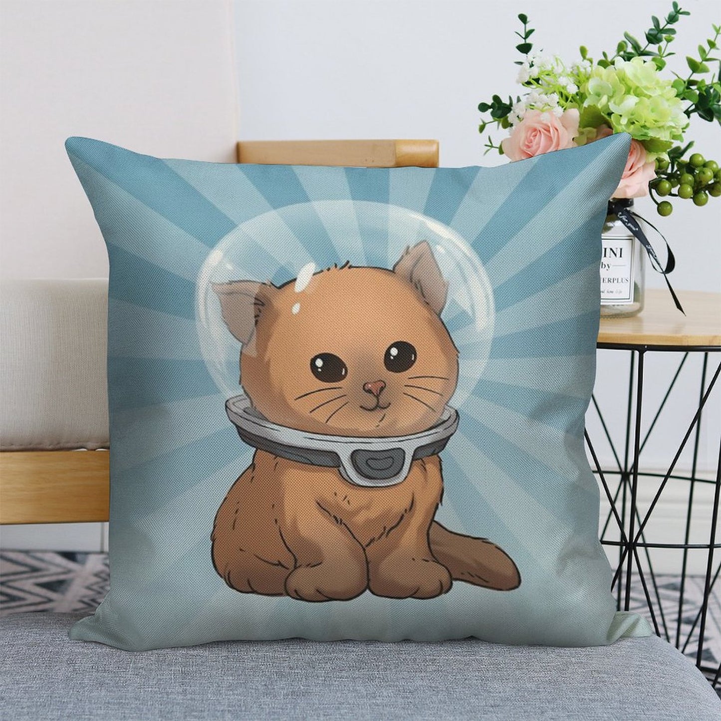 Keep Calm Kitty Linen Throw Pillow Cover