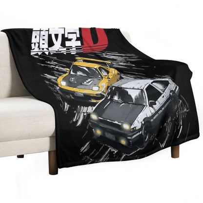 Mountain Drift Racing Initial D Tandems AE86 Vs FD Rx-7 Throw Blanket