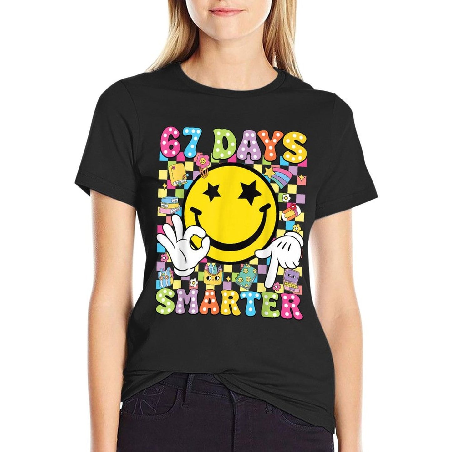 67 Days Smarter Funny Six Seven 67 Meme Teacher Students  Polyester Blend T-Shirt