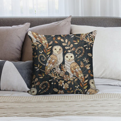 Wooden Wonderland Barn Owl Collage Soft Luxury Feel Throw Pillow