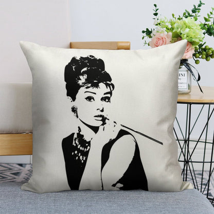 Audrey Hepburn - An Icon Linen Throw Pillow Cover