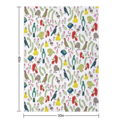 New Zealand Birds And Flowers Throw Blanket