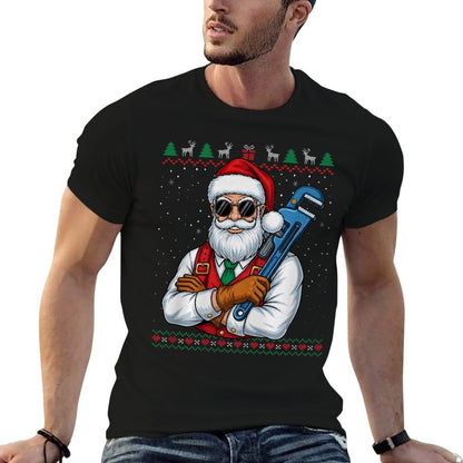 Plumber Santa Claus Christmas Funny Ugly Sweater Premium Tri-Blend  Slim-fit Cut T-Shirt