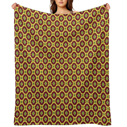 Golden Red Bouquet Grand Medallions Throw Blanket