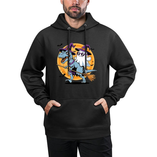 Cute Dinosaur T Rex And Ghost for Halloween Shape Retention Hoodie
