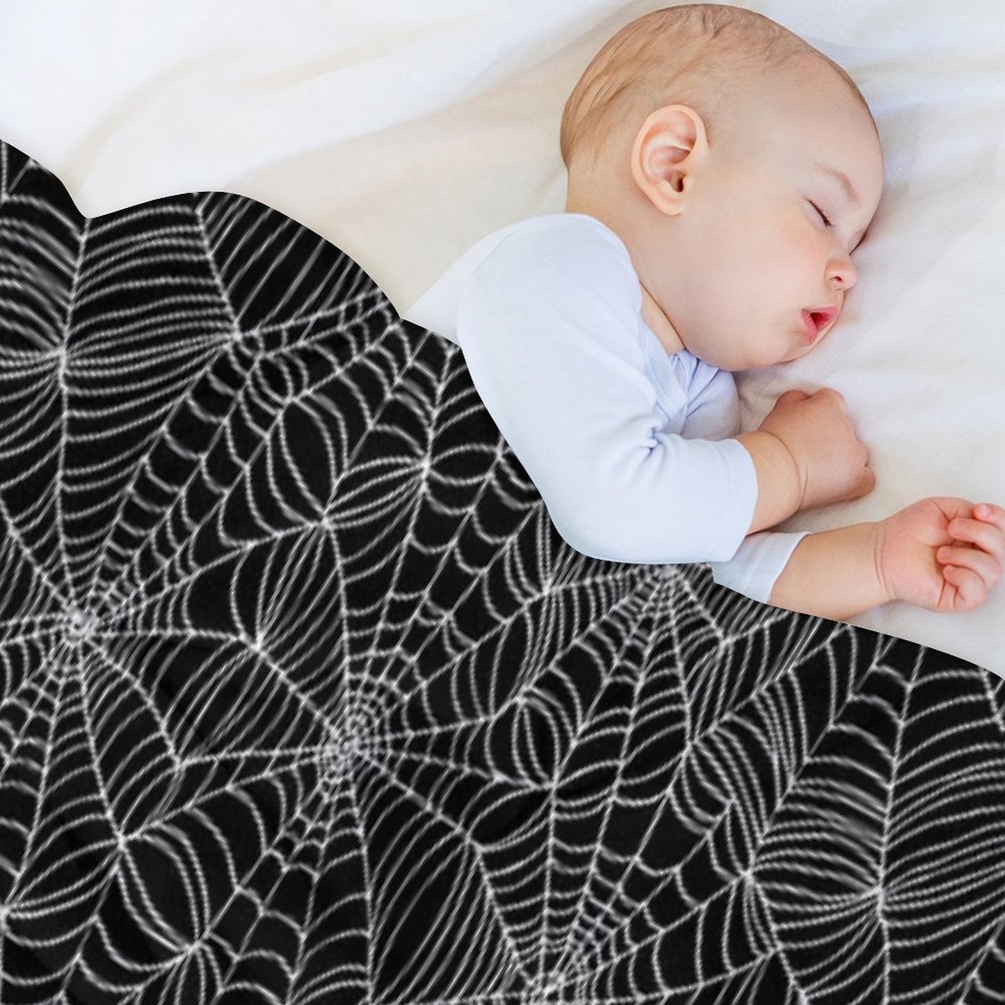 Spider Web Pattern - White on Black by Cecca Designs Throw Blanket