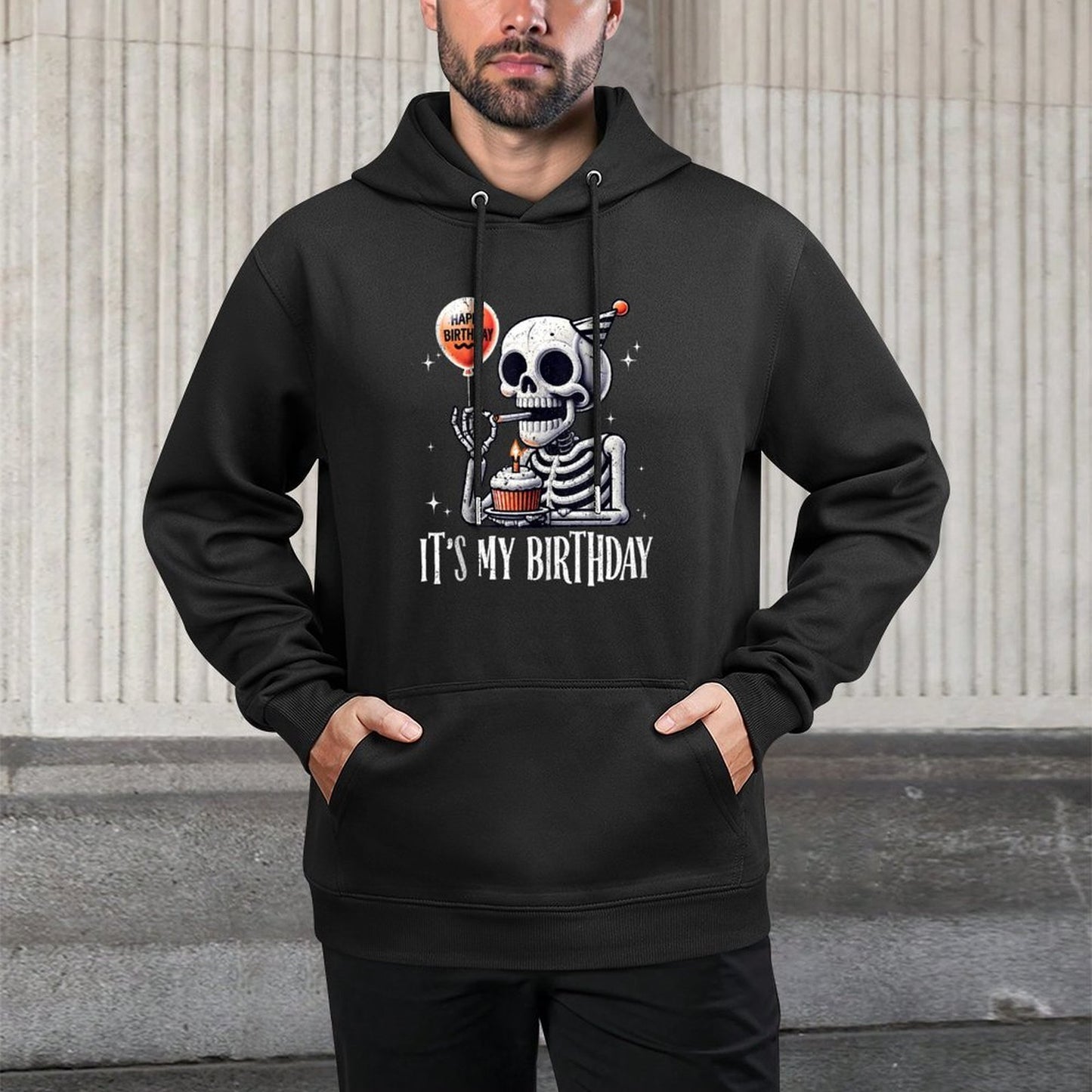 Its My Birthday Halloween Funny Costume Skeleton Skull Cotton-Polyester Blend Hoodie