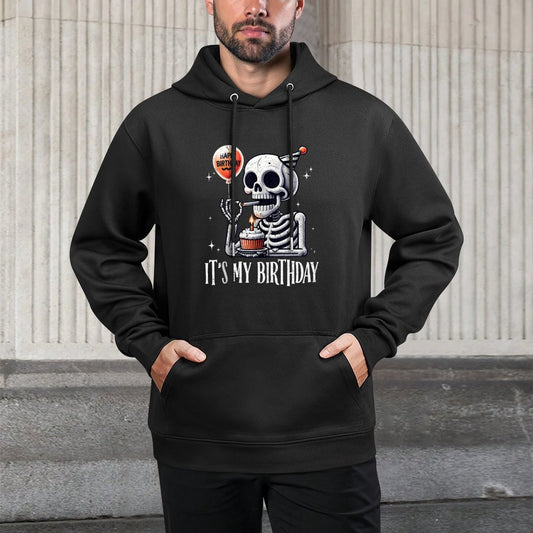 Its My Birthday Halloween Funny Costume Skeleton Skull Cotton-Polyester Blend Hoodie