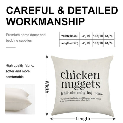 Chicken Nuggets Definition Linen Throw Pillow Cover