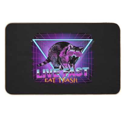 Raccoon Raccoons Live Fast Eat Trash Panda Funny Retro Gift  Rapid-Drying Bath Mat