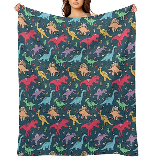Dino Party - Dinosaur Pattern Throw Blanket