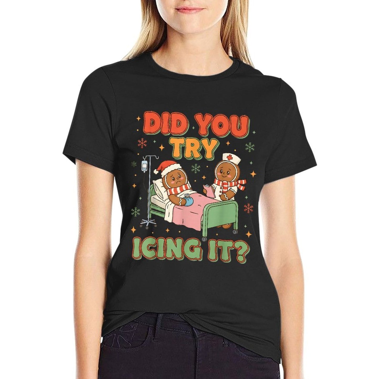 Funny Christmas Gingerbread Nurse Humor  Relaxed-fit T-Shirt