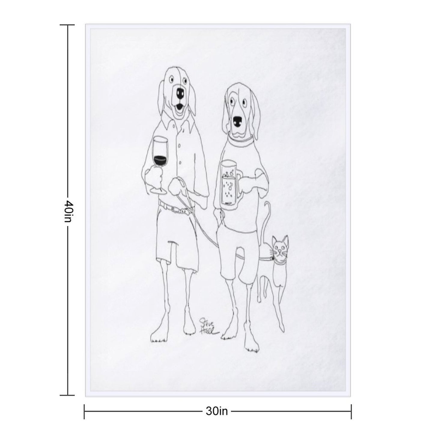 Dogs Casually Walking with Drinks And Leashed Cat Throw Blanket