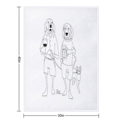 Dogs Casually Walking with Drinks And Leashed Cat Throw Blanket