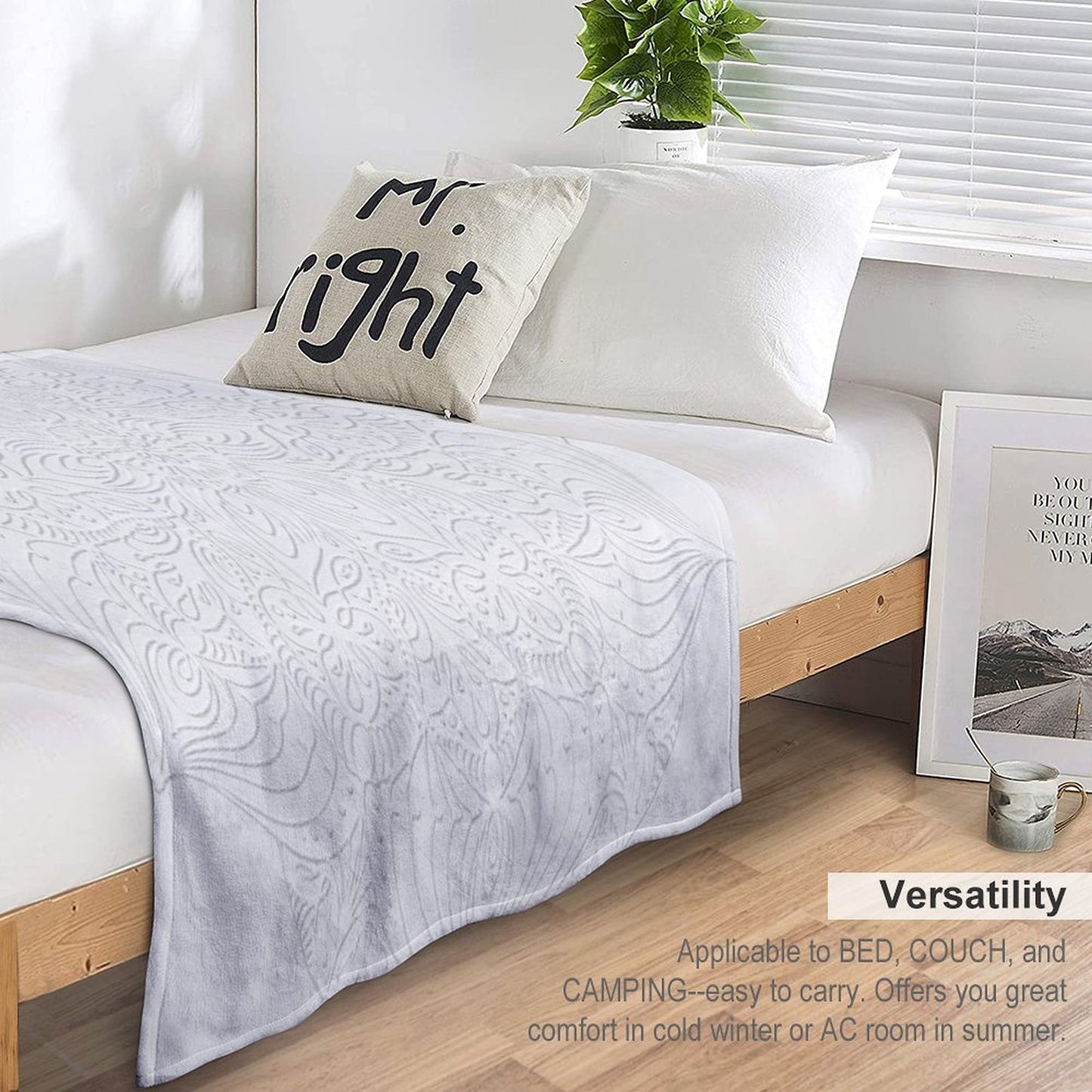 White Lace Mandala Throw Blanket