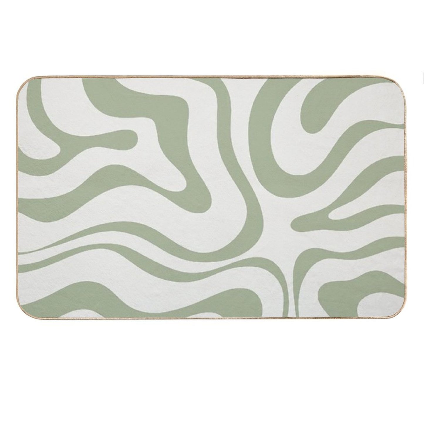 Modern Liquid Swirl Abstract Pattern in Sage Green Tones Bath Mat