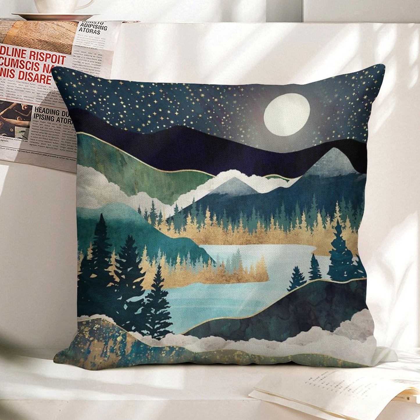 Star Lake Linen Throw Pillow Cover