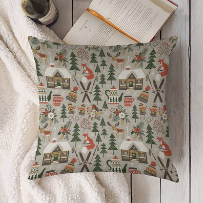 Cozy Cabin  Light Grey Linen Throw Pillow Cover