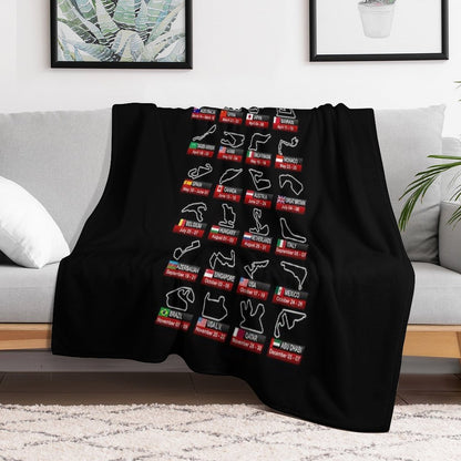Calendar Formula Race Cars 2025 Circuits Sport Throw Blanket