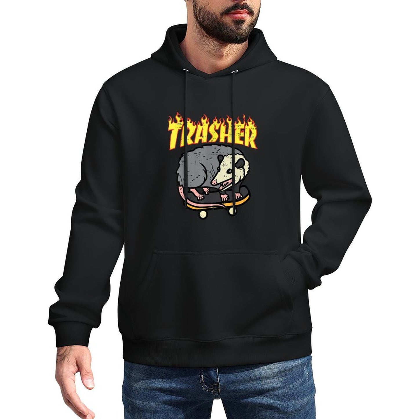 Opossum Skateboard Trasher Funny Possum Skater Men Boys Kids Easy Care Hoodie