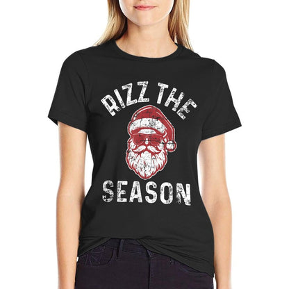 Rizz The Season Funny Christmas Rizzmas Santa Claus Rizzler  Polyester Blend T-Shirt