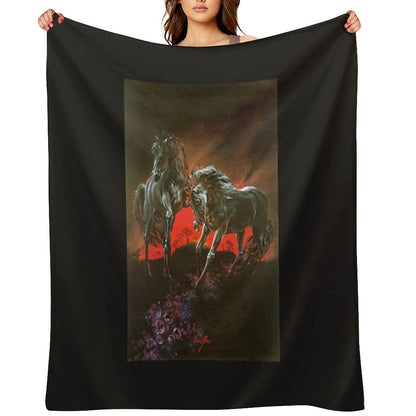 Dark Horses Throw Blanket