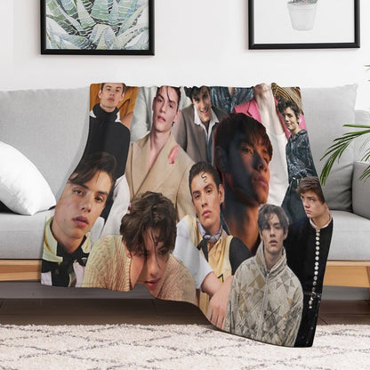 Louis Partridge Collage Throw Blanket