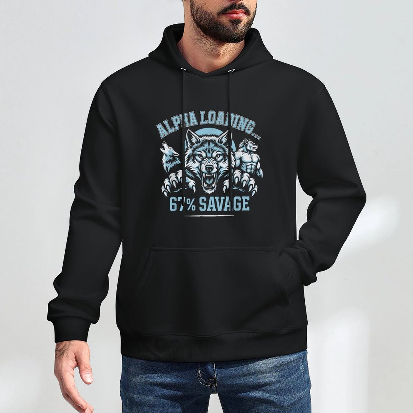 Alpha Wolf Loading 67 Savage Funny Gen Z Meme Moisture-Wicking Hoodie
