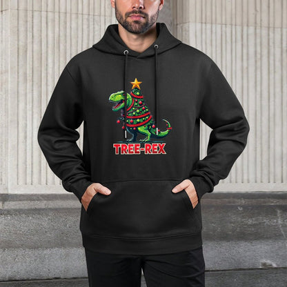 Tree Rex Funny Tyrannosaurus Rex Christmas Pun Machine Washable Hoodie
