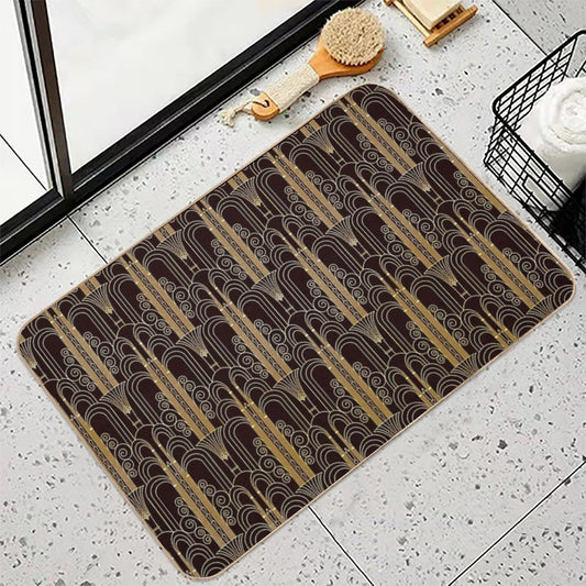 Glamorous Gold-Color Art Deco Pattern  Easy Maintenance Bath Mat