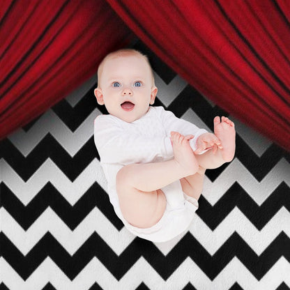 Twin Peaks Red Curtains Black And White Chevron Throw Blanket