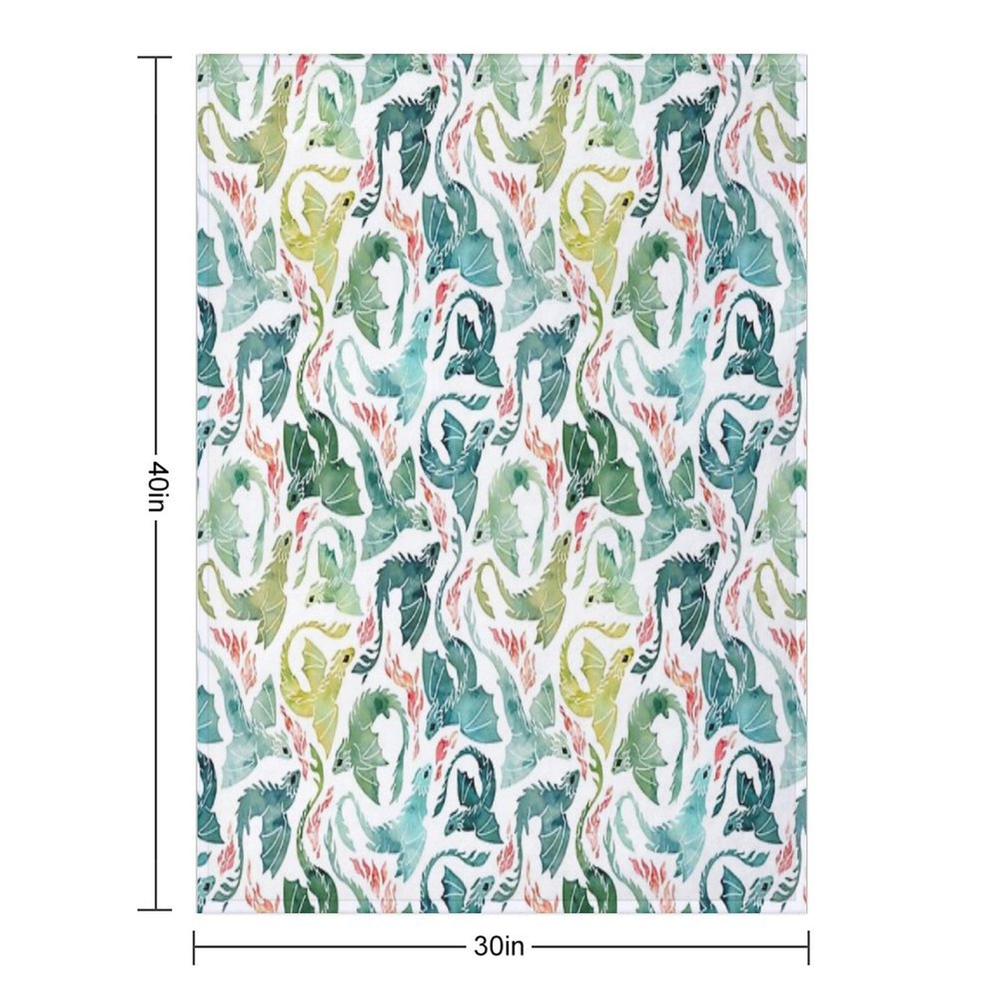 Dragon Fire Turquoise & Green Throw Blanket