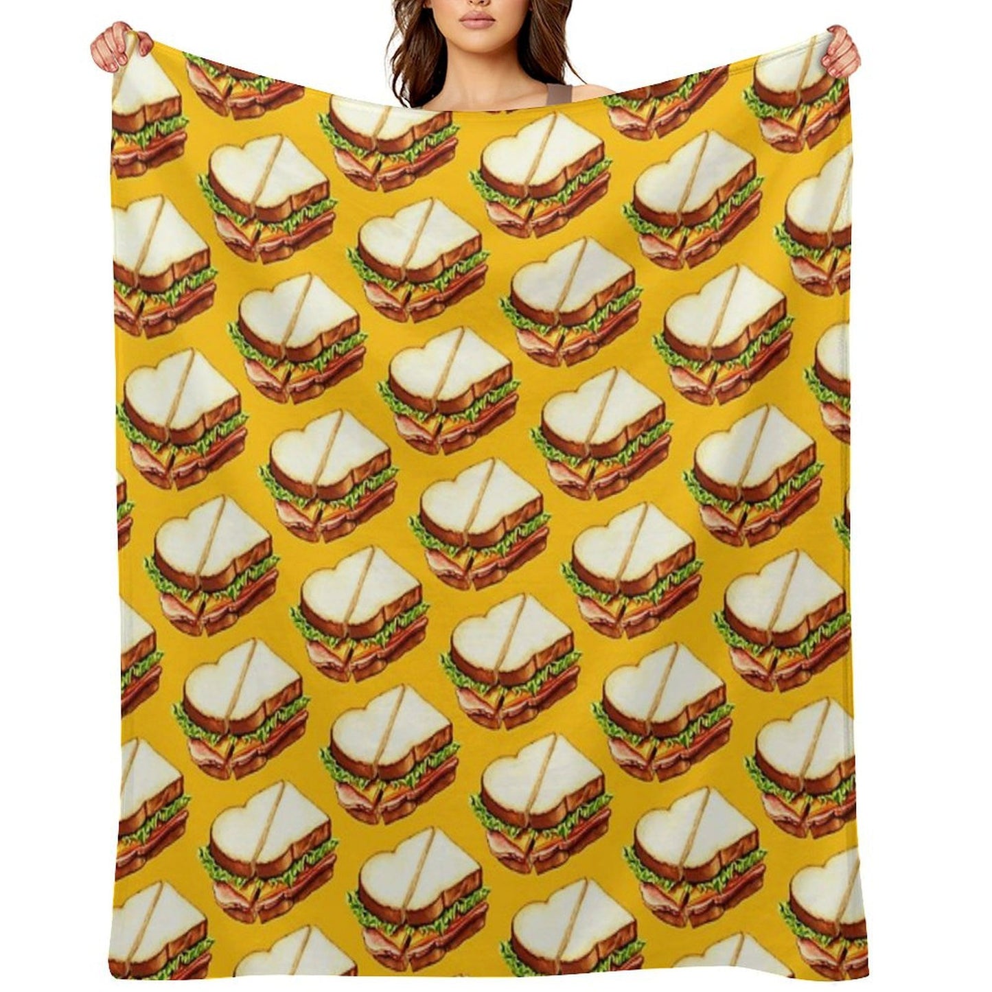 Ham Sandwich Pattern Throw Blanket