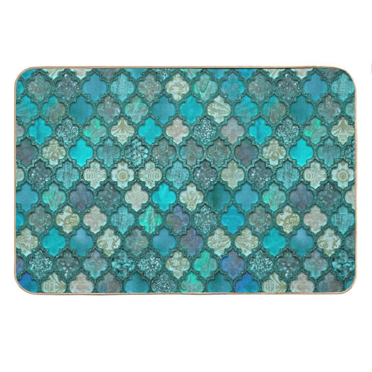 Moroccan Inspired Precious Tile Pattern Bath Mat