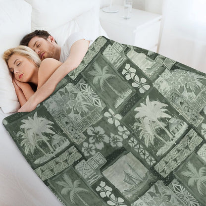 Kona Coast Retro Aloha Shirt Print Throw Blanket