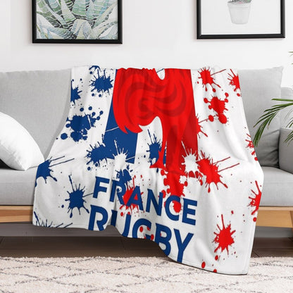 France RUGBY Plaid Throw Blanket