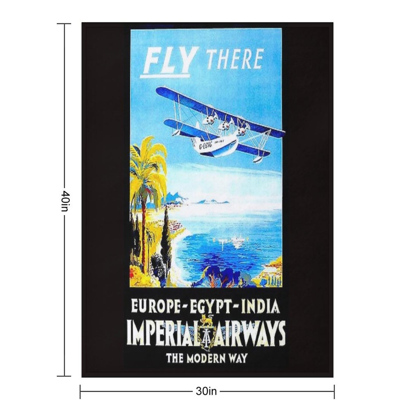IMPERIAL AIRWAYS  Vintage Fly to Europe Egypt And India Advertising Print Throw Blanket