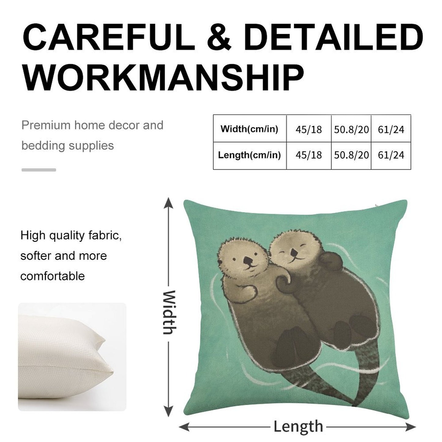 Significant Otters - Otters Holding Hands Linen Throw Pillow Cover