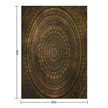 Lime Brown Mandala Throw Blanket