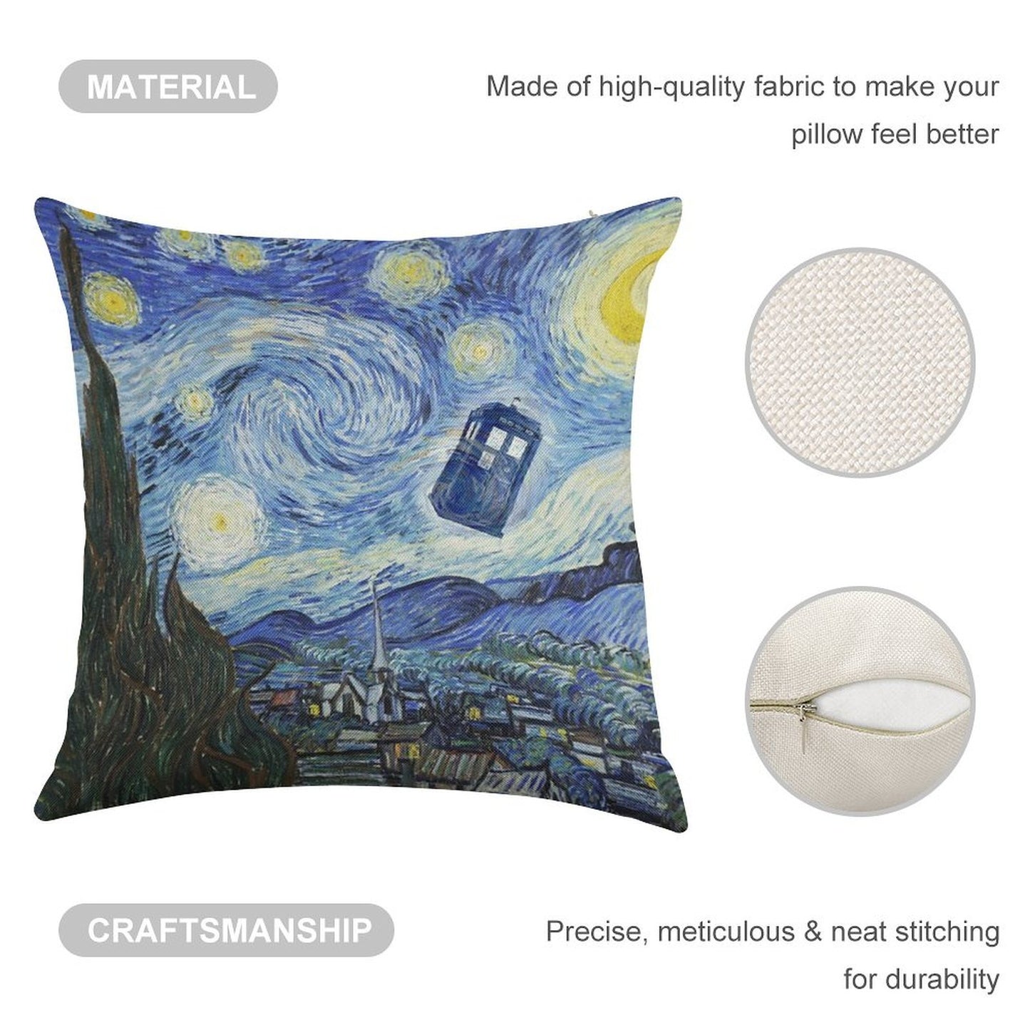 Vincent And The Doctor Linen Throw Pillow Cover