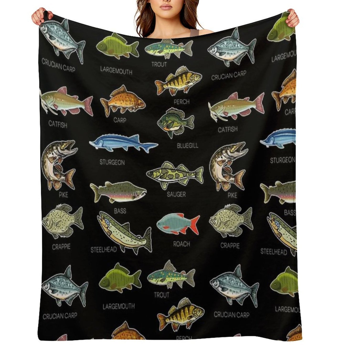 Types Of Freshwater Fish Species Fishing Throw Blanket