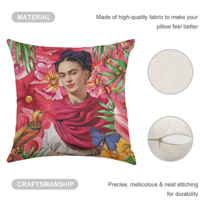 Forever Frida Kahlo Linen Throw Pillow Cover