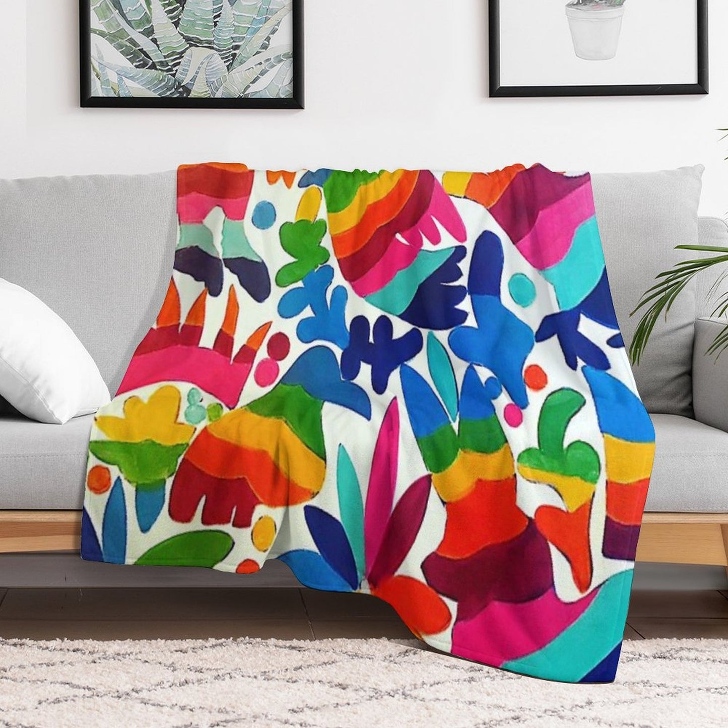Mexican Otomi Colors Throw Blanket
