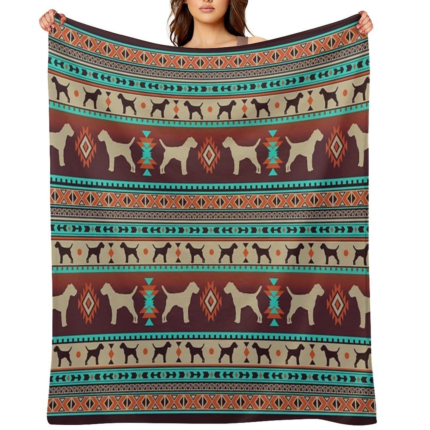Boho Dogs  Border Terrier Sunset Throw Blanket