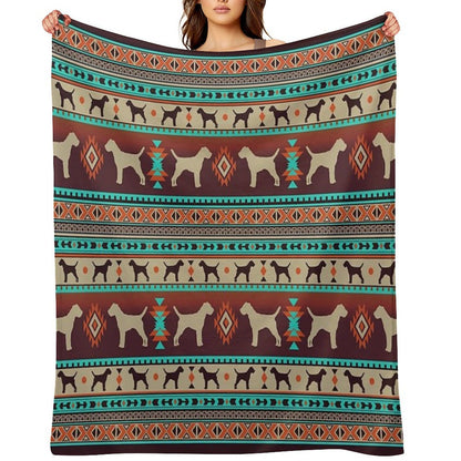 Boho Dogs  Border Terrier Sunset Throw Blanket