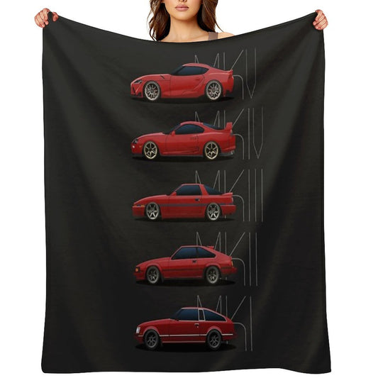 Toyota Supra Generations Throw Blanket