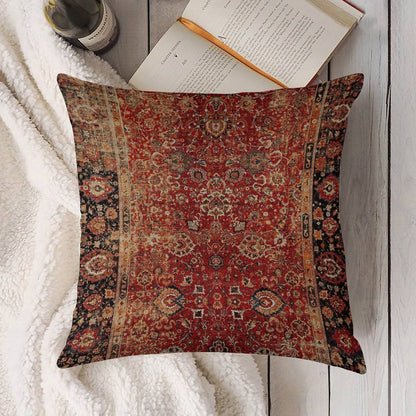 17th Century Afghanistan Rug Print Linen Throw Pillow Cover