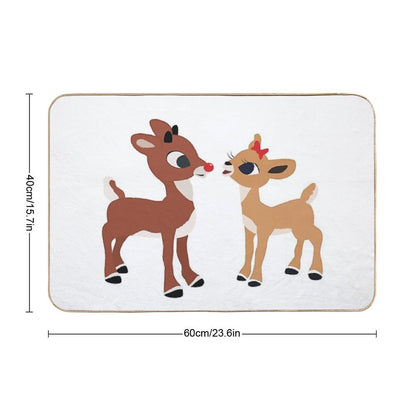 Classic Rudolph And Clarice © GraphicLoveShop Bath Mat