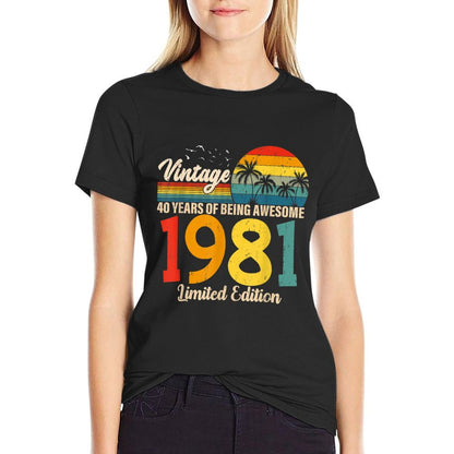 Vintage 1981 40th Birthday 40 Years Old Gift Men Women  Affordable Price T-Shirt