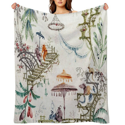Enchanted Forest Chinoiserie Throw Blanket
